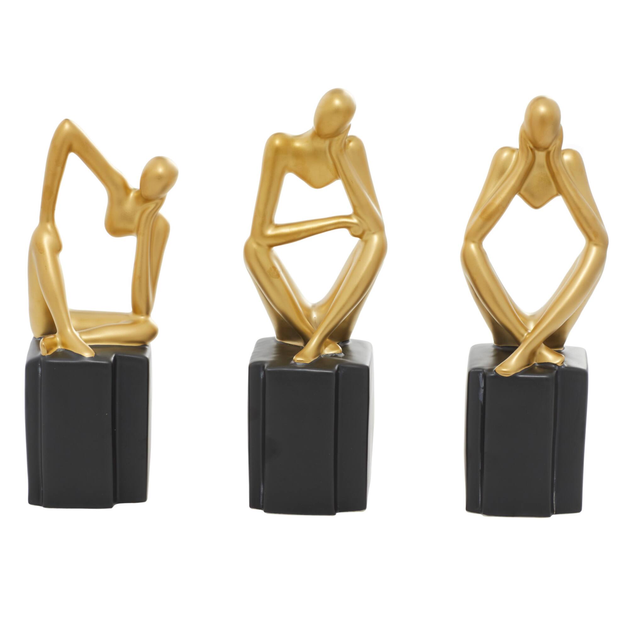 13" Gold Porcelain Abstract Sculpture Set